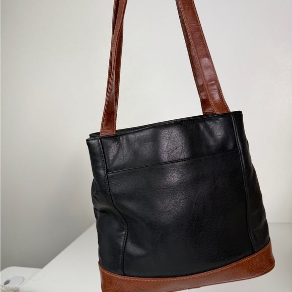 Rosetti Black & Brown Faux Leather Tote Bag | Vintage Style Shoulder Bag - Picture 8 of 8